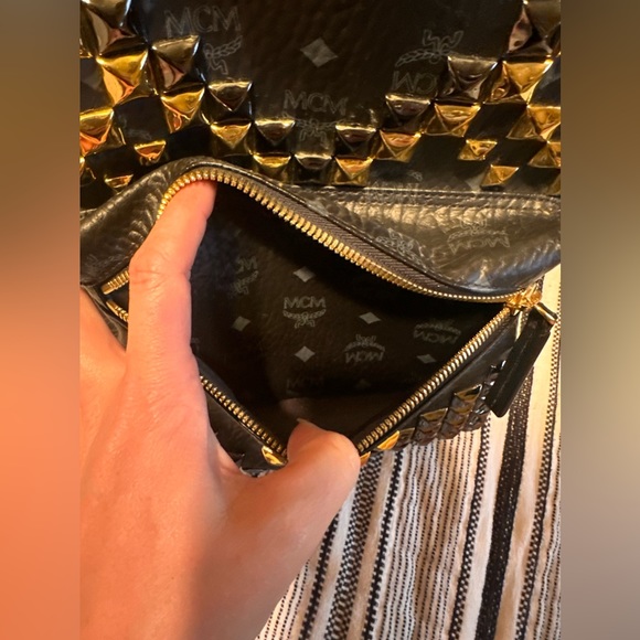 MCM Black and Gold Studded Backpack - Picture 9 of 12